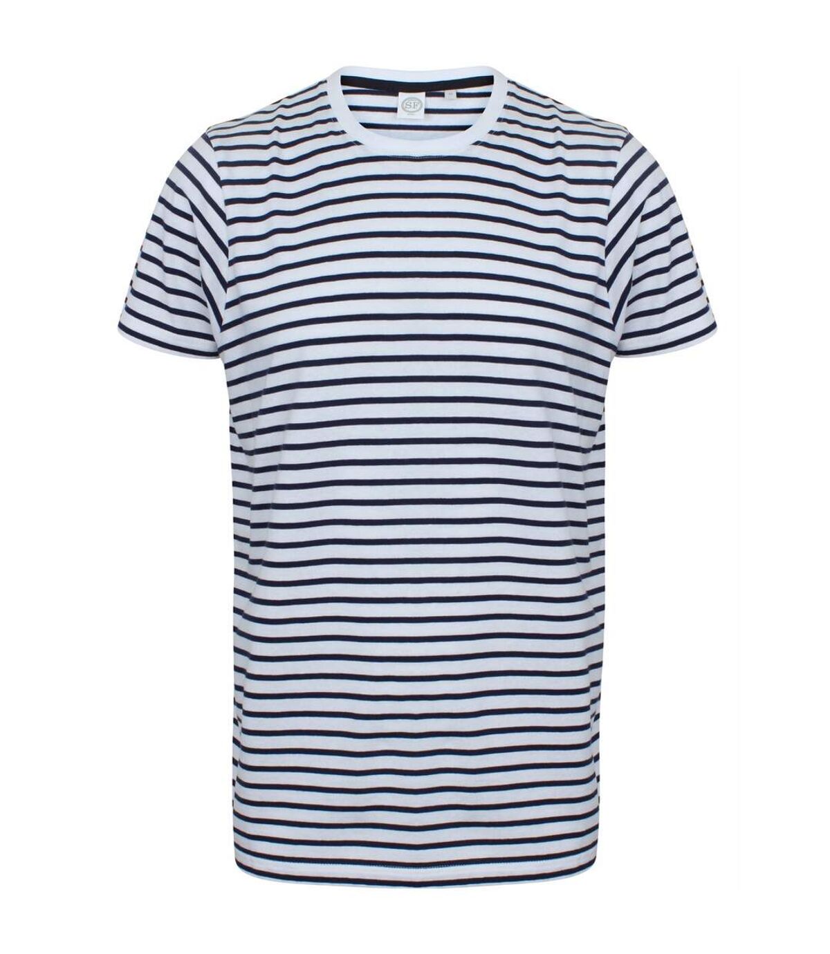 Skinni Fit Striped - T-shirt à manches courtes - Adulte unisexe (Blanc / bleu marine) - UTRW5499