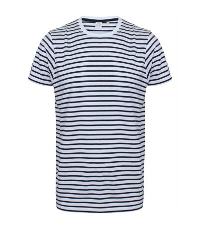 Striped t-shirt à manches courtes adulte unisexe blanc / bleu marine Skinni Fit