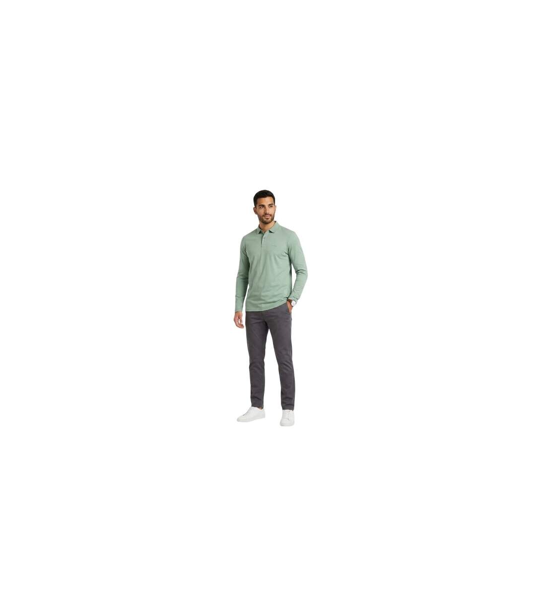 Mens Pirol Logo Long-sleeved Polo Shirt Green Boss-1