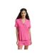 Womens/ladies Notch Neck Short Pyjama Set Pink Be You-2