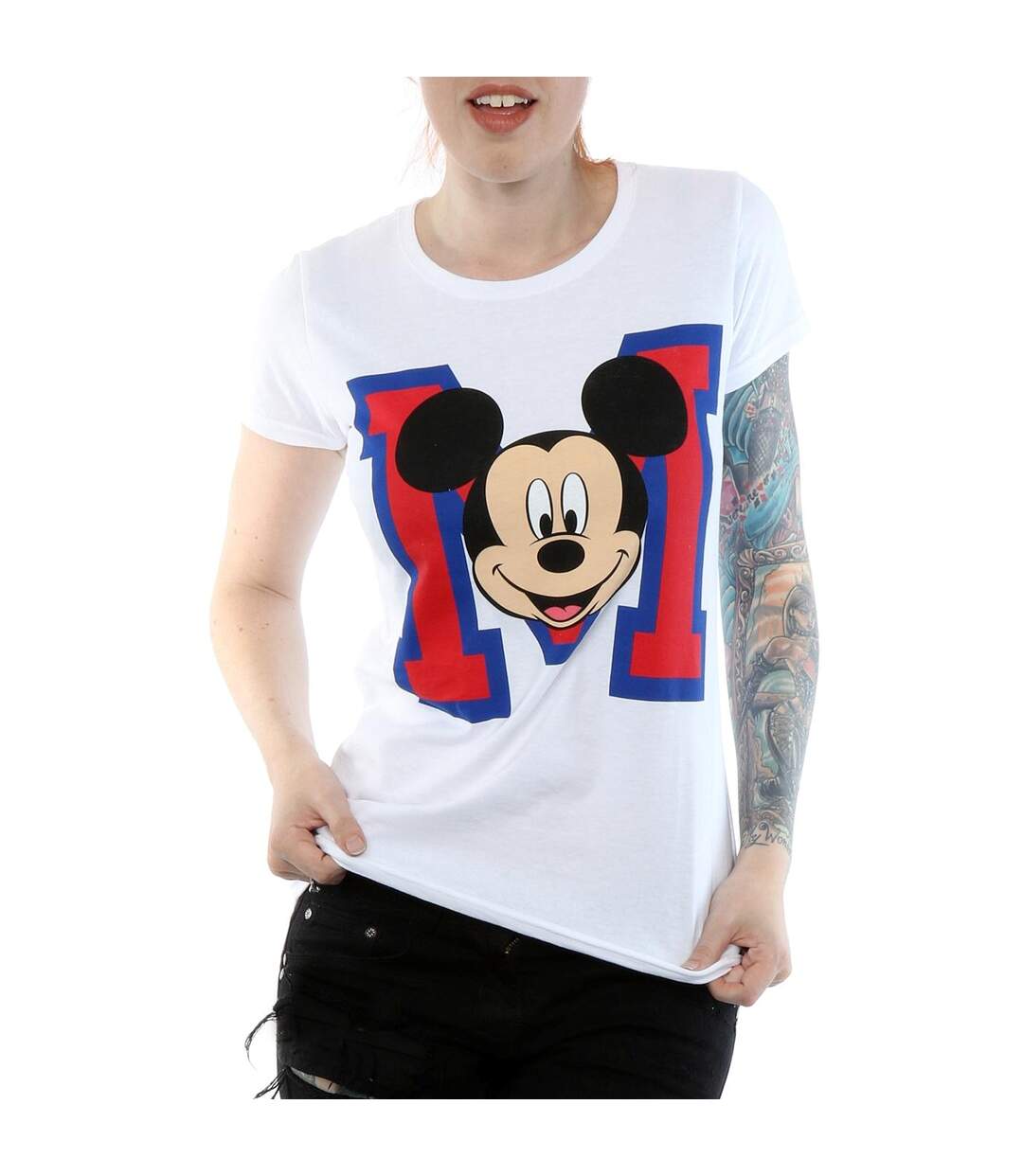 Disney Femme/Les femmes Mickey Mouse M Face Cotton T-Shirt (Blanc) - UTBI30901-3