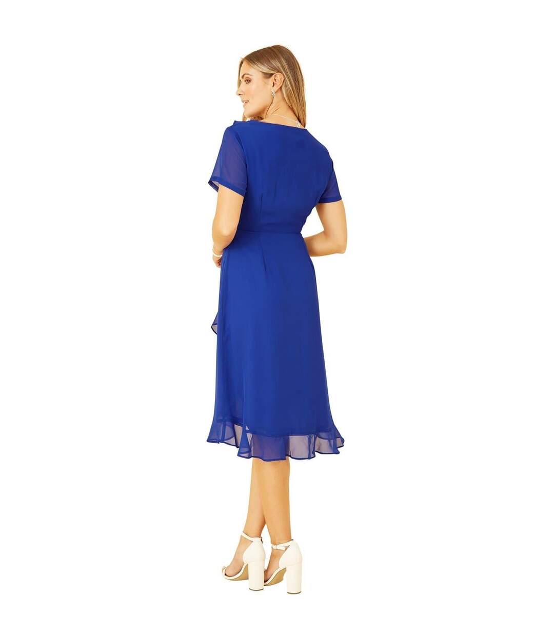 Robe Portefeuille Motif/style Ruché Femme Bleu Yumi-3