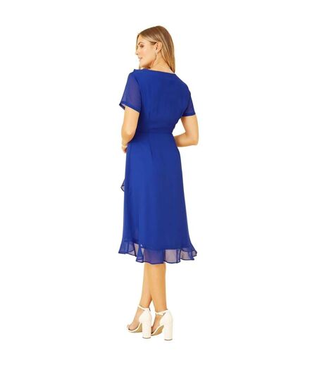 Robe Portefeuille Motif/style Ruché Femme Bleu Yumi