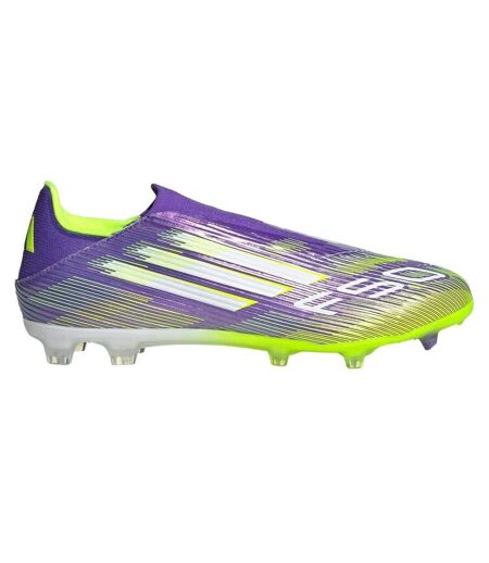 Mens F50 League Laceless Firm Ground Football Boots Purple White Adidas