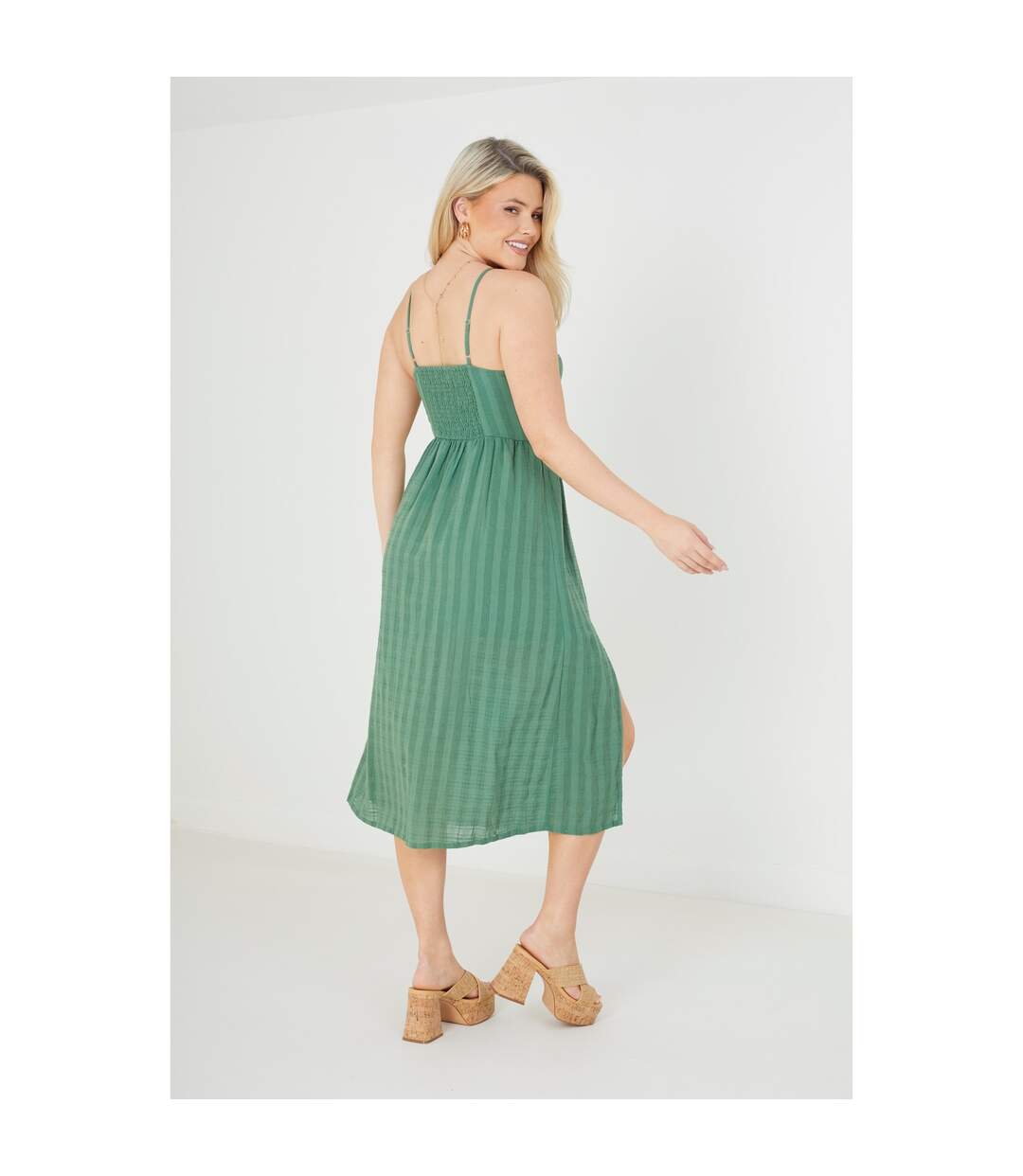 Womens/ladies selena dobby midi dress mineral green Brave Soul