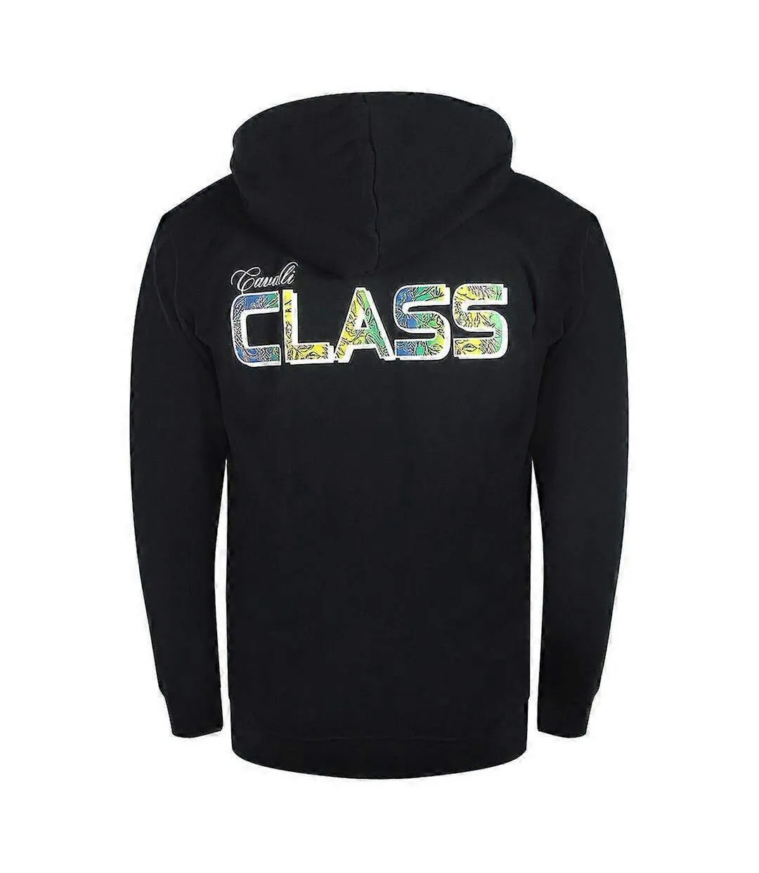 Mens Floral Full Zip Hoodie Black Cavalli Class-2