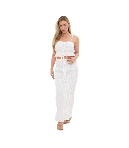 Jupe Longue Motif/style Ruché Femme Blanc I Saw It First
