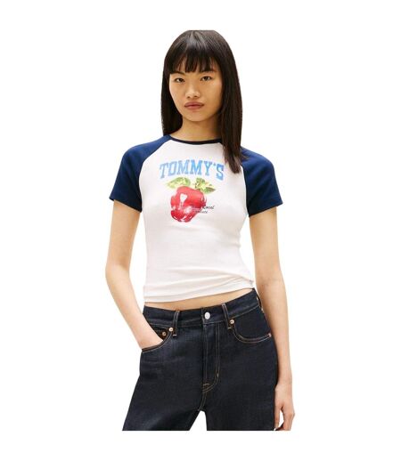 Womens/ladies Fruit Slim T-shirt Antique White Tommy Jeans