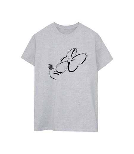 Disney Femmes/Ladies - Minnie Mouse - T-shirt boyfriend en coton avec le nez en l'air (Gris sportif) - UTBI48672