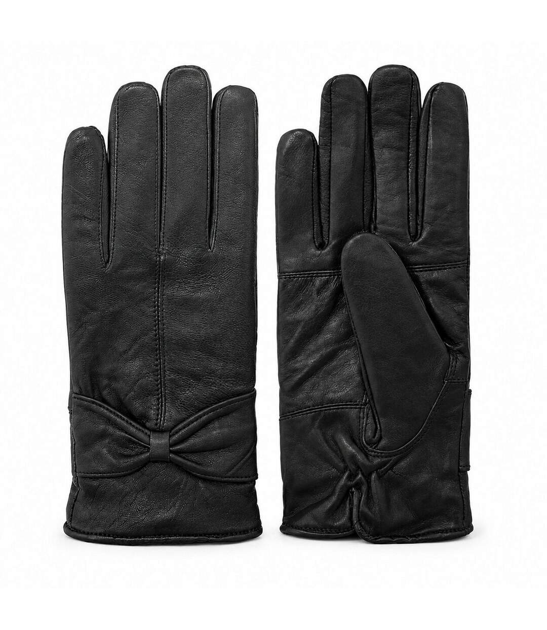 Gants En Cuir Avec Nœud Femme Noir Biba-1