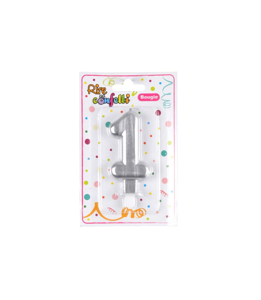 Bougie d'Anniversaire Chiffre 1 7cm Argent-2