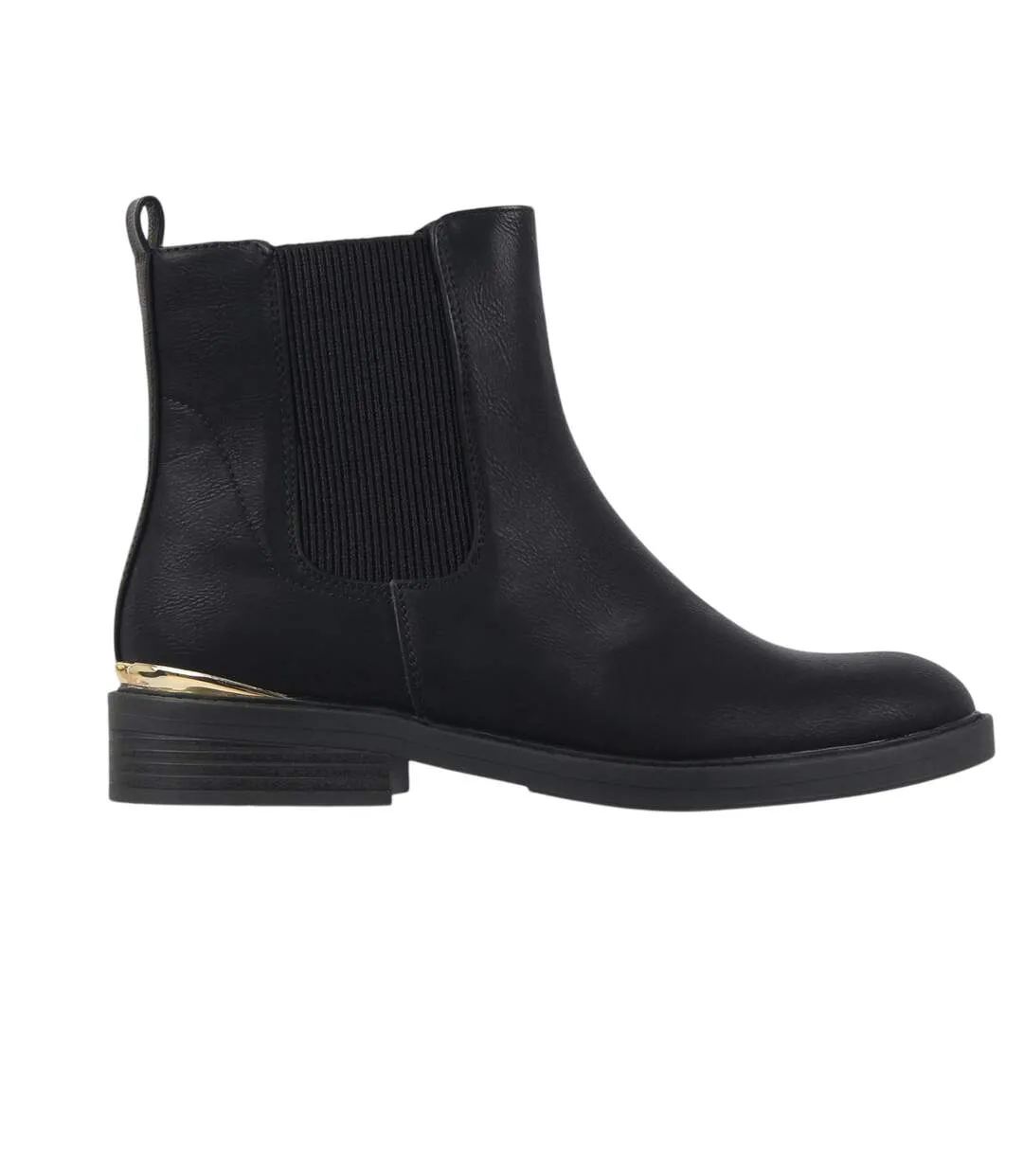 Womens/ladies Clip Block Heel Ankle Boots Black Miso-1