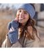 Ladies Cable Knit 2.3 Tog Thermal Winter Fingerless Converter Gloves-4