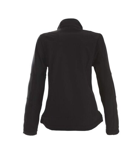 Womens/ladies Trial Soft Shell Jacket Black Printer