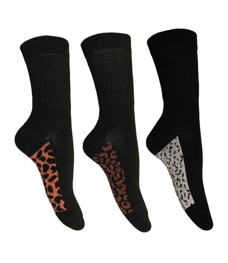 Simply Essentials Womens/Ladies Leopard Print Extra Wide Diabetic Socks (Pack Of () - UTUT1555