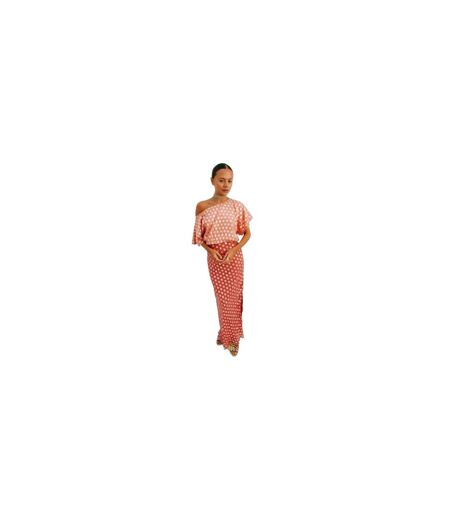 Robe Longue Asymétrique À Manches Bouffantes Et Motif Géométrique Femme Rose Never Fully Dressed