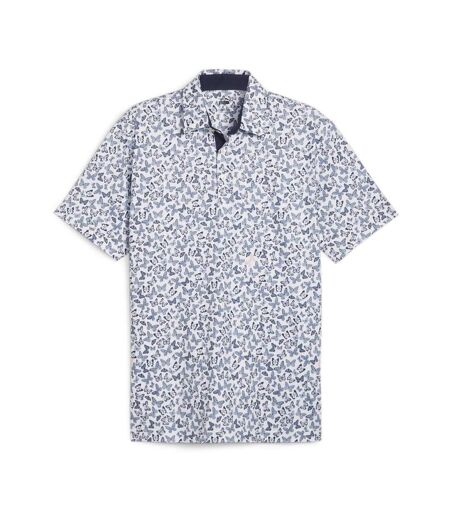 Polo de golf blanc/marine homme puma cloudspun butterflies - m