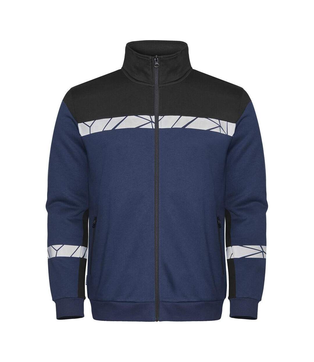 Mens Progression Hi-vis Full Zip Sweatshirt Navy Black Projob-1