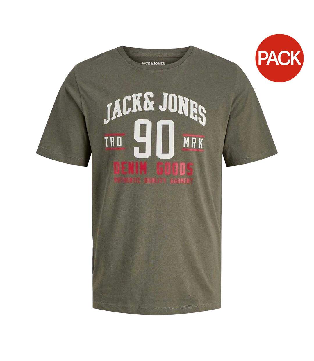 Lot De 3  T-shirts Ethan Homme Vieux Vert Kaki Jack And Jones-1