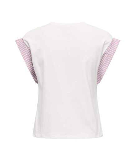 T-Shirt blanc/rose femme only dawn