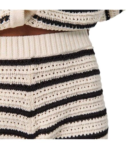 Womens/ladies Heinke Crochet Stripe Shorts Black Off White Edited