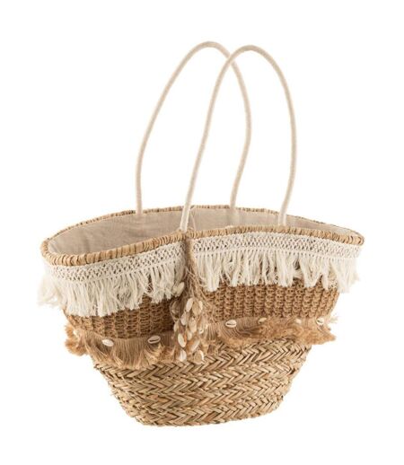 Panier de Plage Rotin Coquillages 48cm Naturel