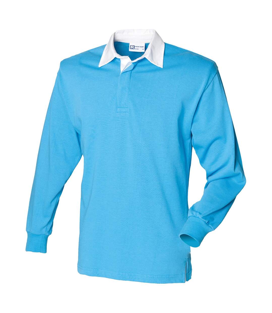 Polo de rugby a manches longues homme bleu surf / blanc Front Row-1