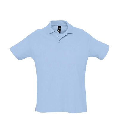 SOLS Mens Summer II Pique Short Sleeve Polo Shirt (Sky Blue)