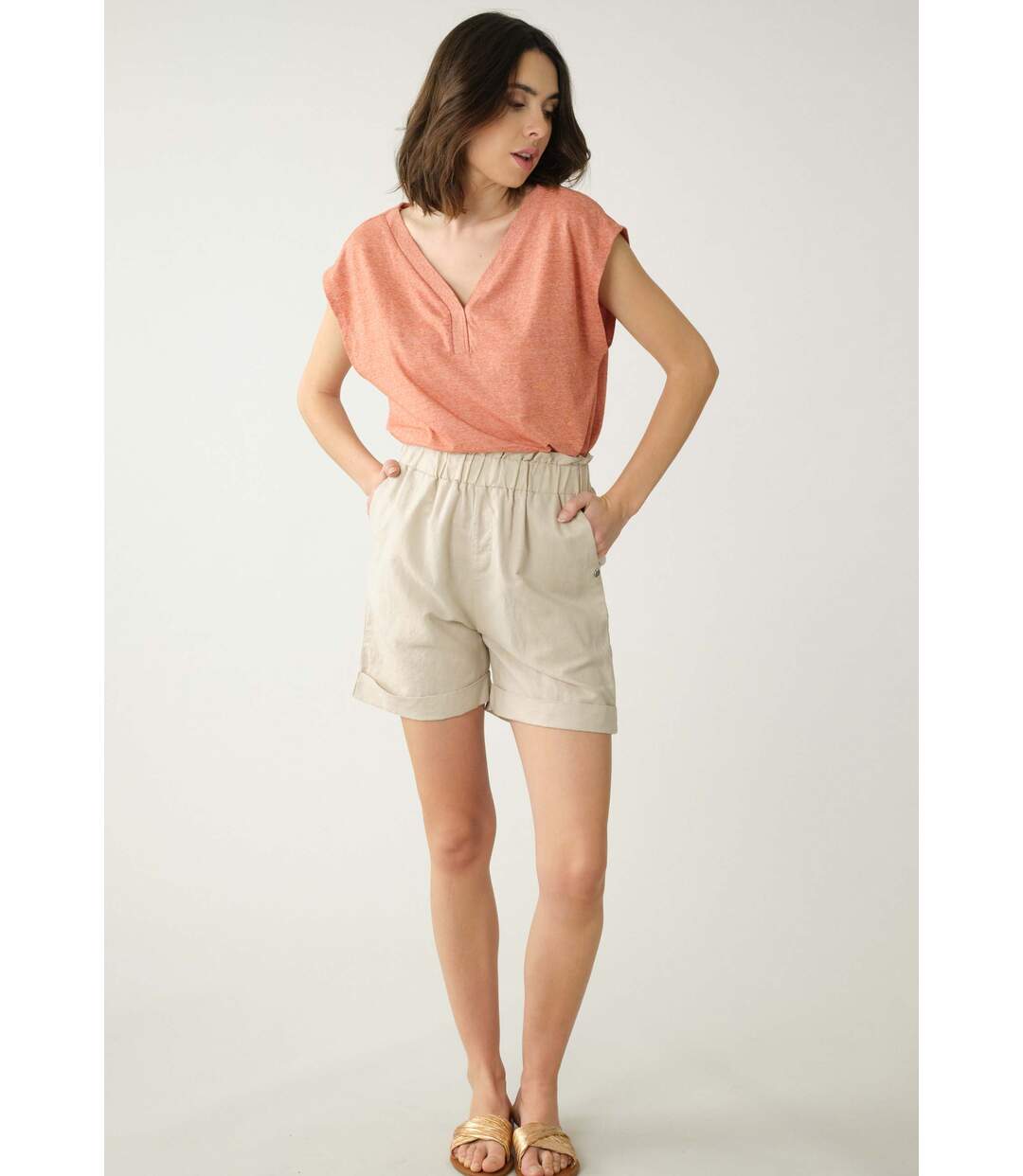 Short en lin pour femme LEVNA-2