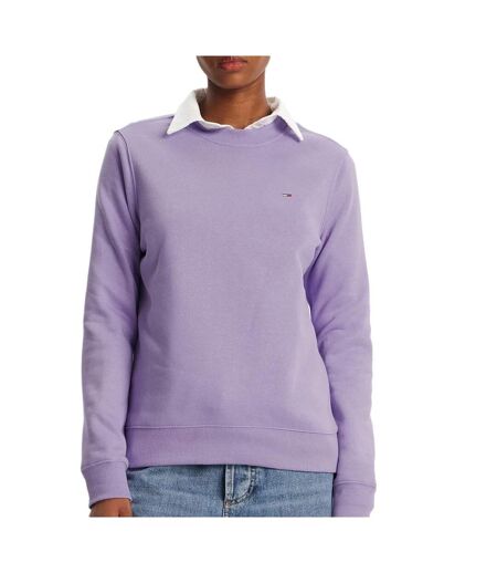 Sweat violet femme tommy hilfiger flag crew dw0dw19959