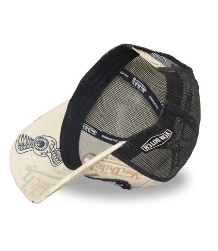 Casquette trucker imprimée avec filet et effet usé avec écusson Cafe Vondutch