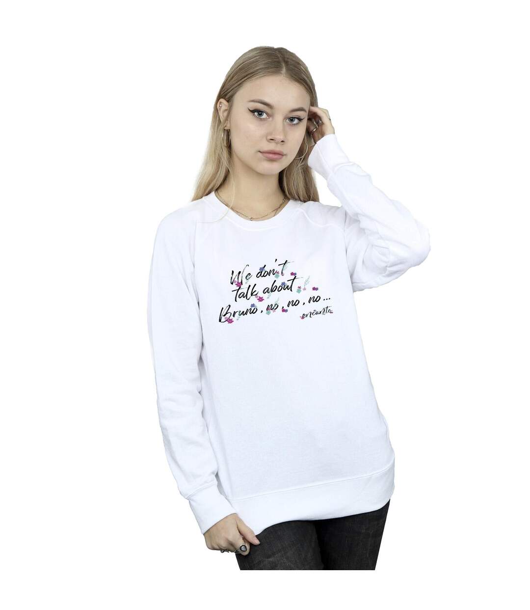 Disney - Sweat ENCANTO WE DONT TALK ABOUT BRUNO NO NO - Femme (Blanc) - UTBI16922-2