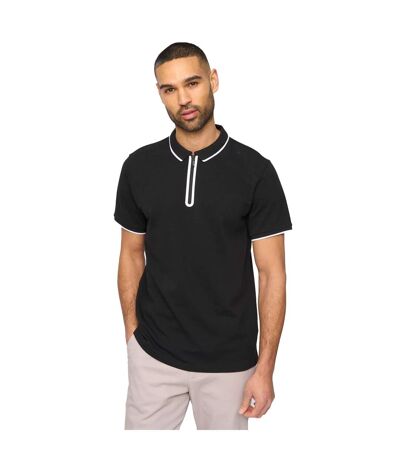 Mens Oakden Front Zip Polo Shirt Black Bewley & Ritch
