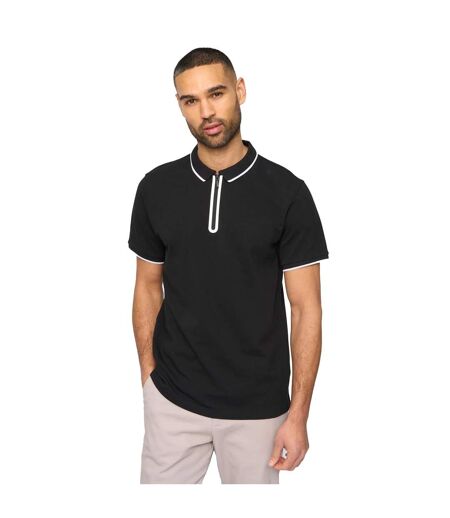 Mens Oakden Front Zip Polo Shirt Black Bewley & Ritch