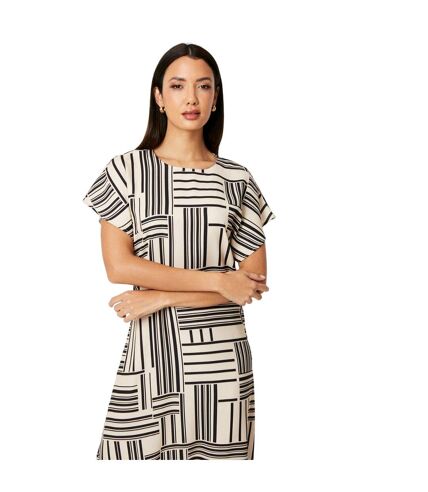 Womens/ladies geometric midi dress white/black Principles