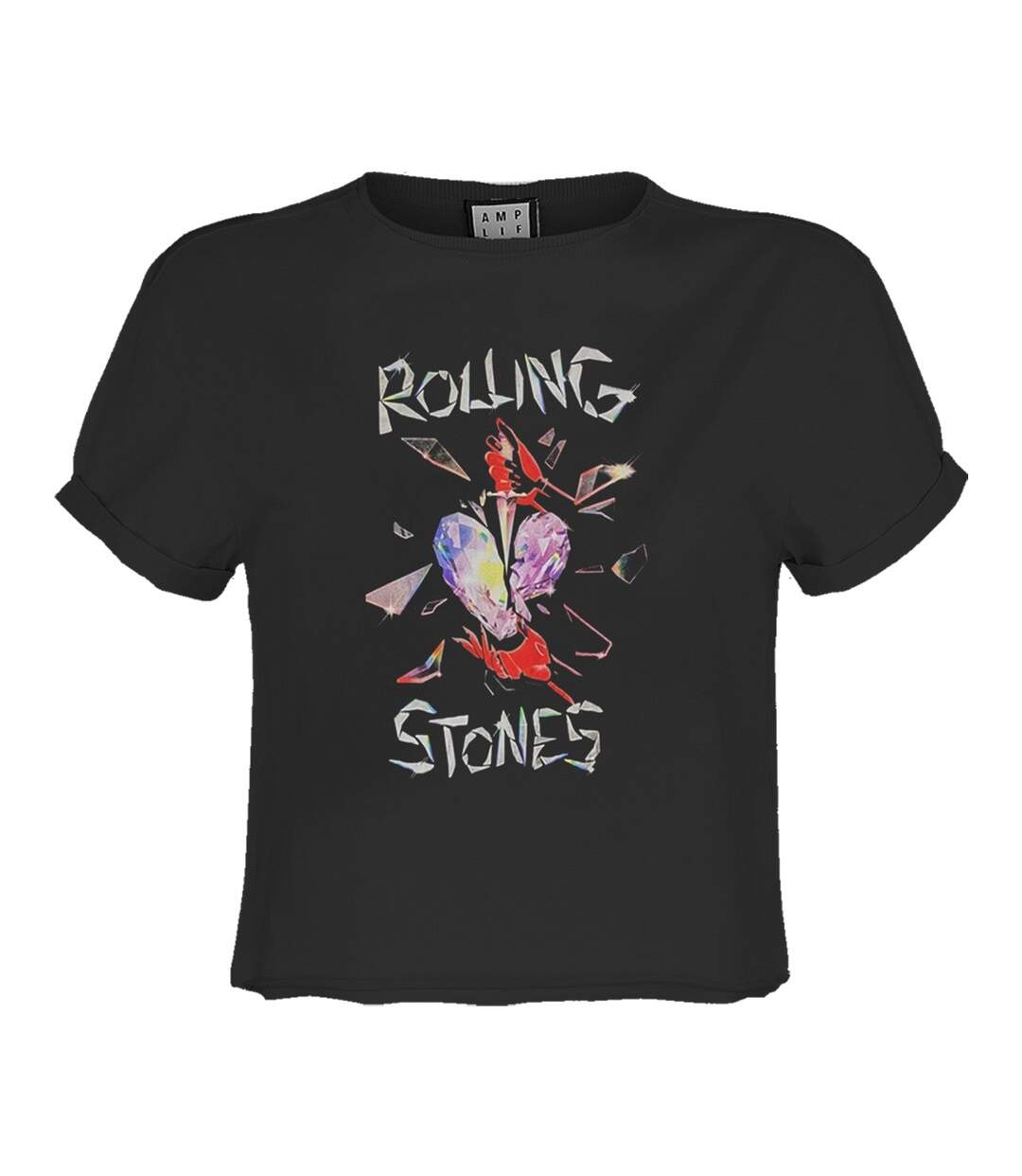 Womens/ladies hackney diamonds the rolling stones crop top charcoal Amplified-1