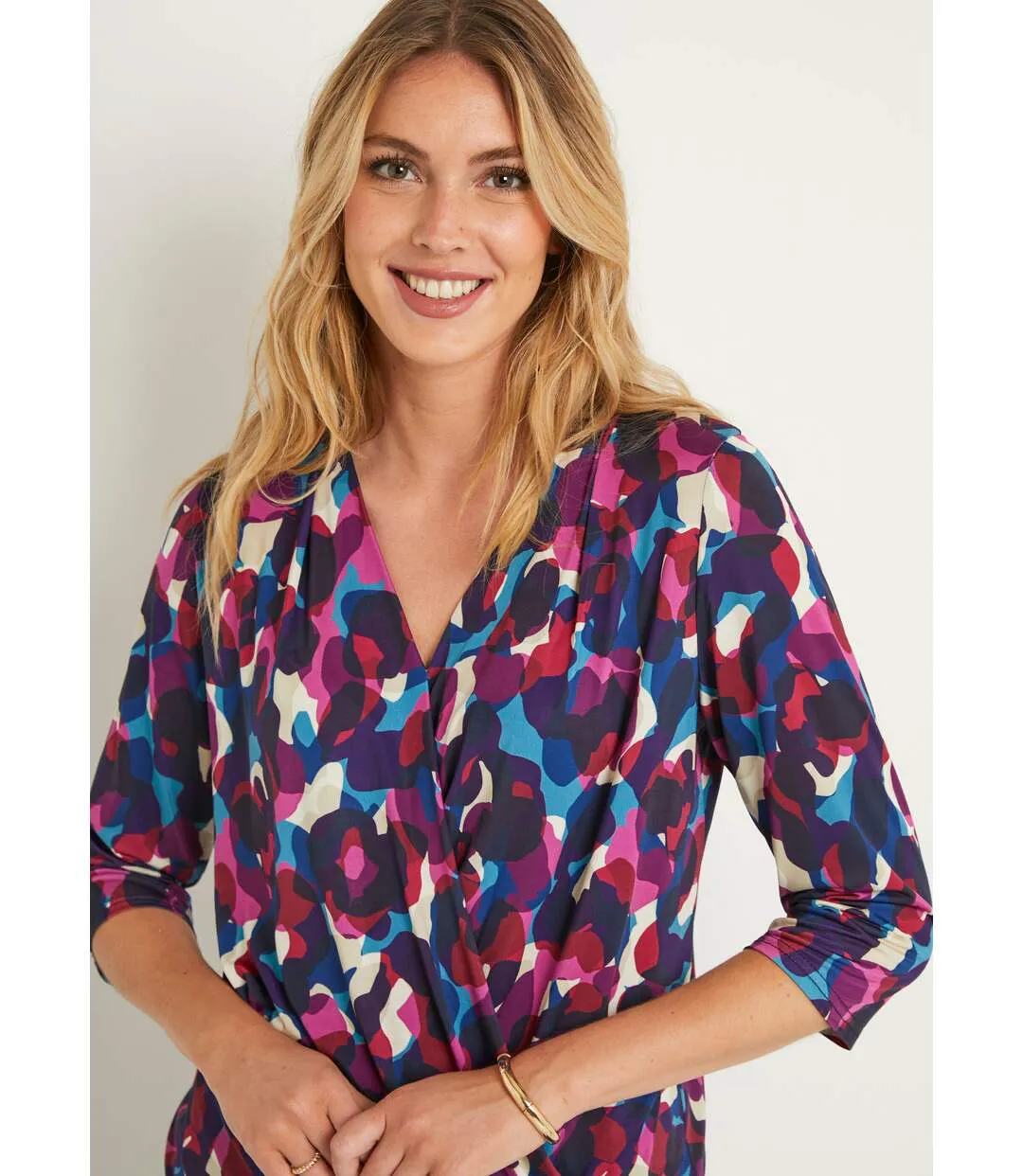 T-shirt blousant cache-coeur manches 3/4-4