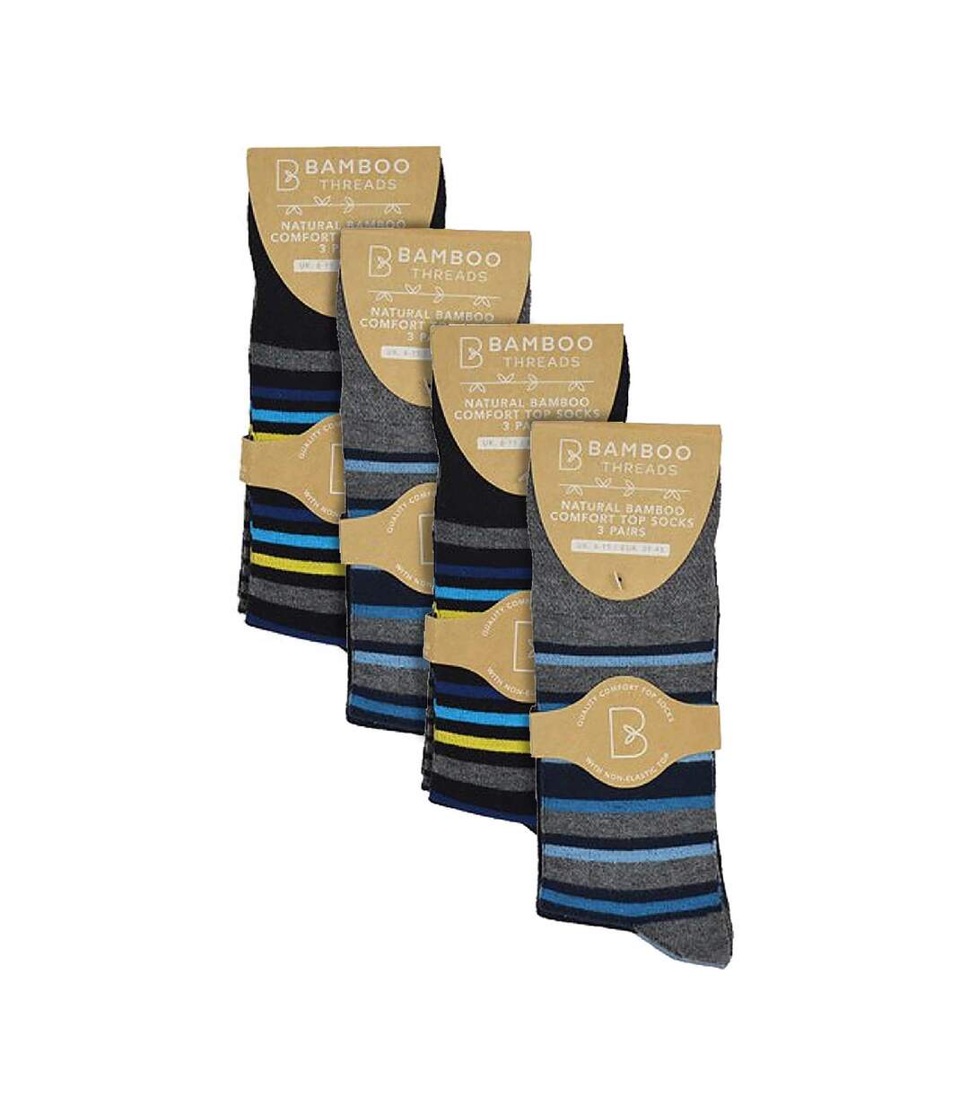 12 Pack Mens Non Elastic Striped Soft Breathable Bamboo Socks-2