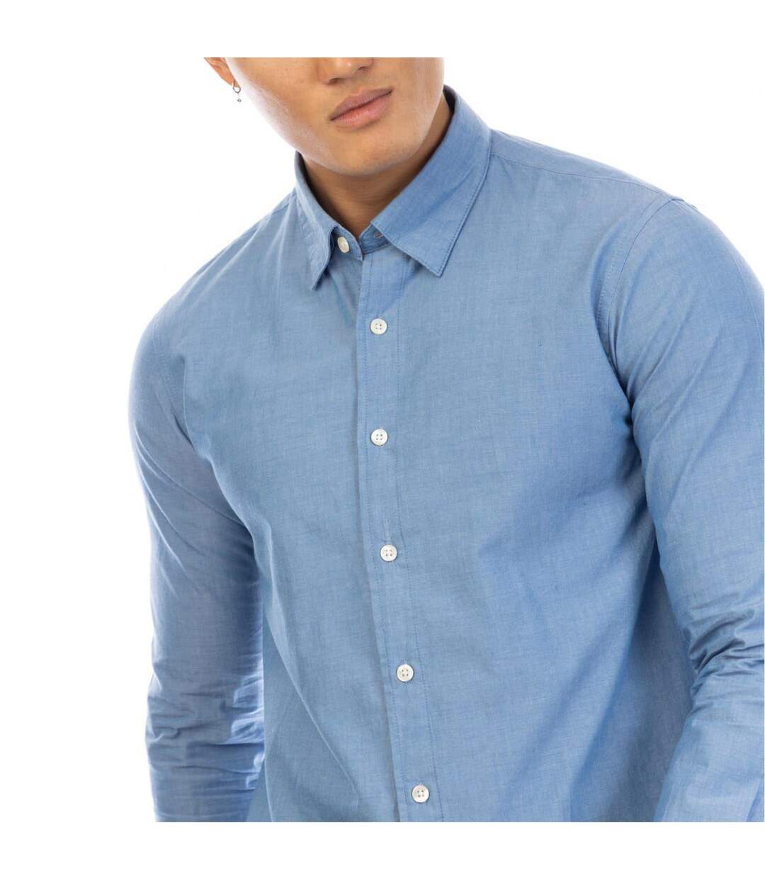 Chemise Manches Longues Homme Bleu Indigo Peter Werth-4
