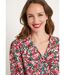 Robe courte évasée fleurie col V boutonné-3