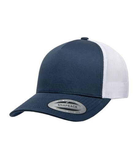 Casquette Trucker Retro Bleu Marine Blanc Flexfit