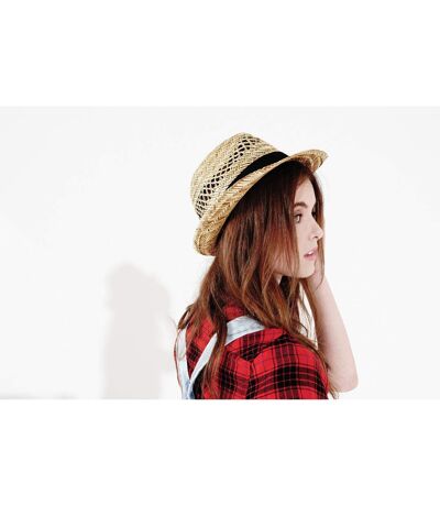 Beechfield Unisex Straw Summer Trilby Hat (Natural) - UTRW4082