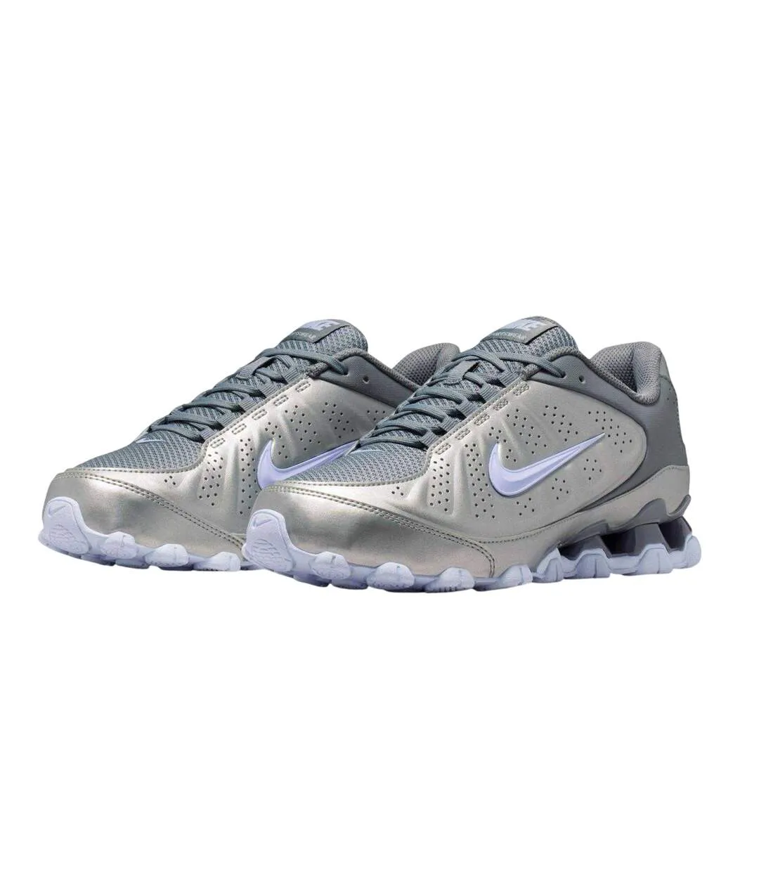 Womens/ladies Logo Trainers Metallic Silver Hydro Blue Nike-4