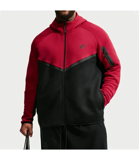 Veste À Capuche Motif/style Chevron Tech Homme Rouge Noir Nike