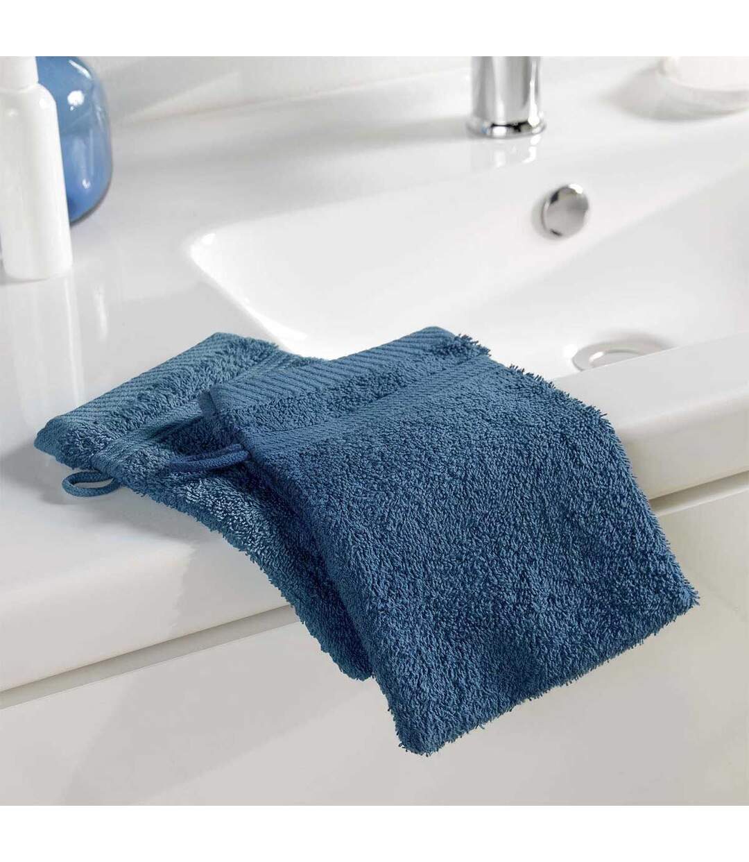Lot de 2 Gants de Toilette Tendresse 15x21cm Saphir-3