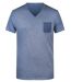 T-shirt bio col V - Homme - 8016 - bleu denim