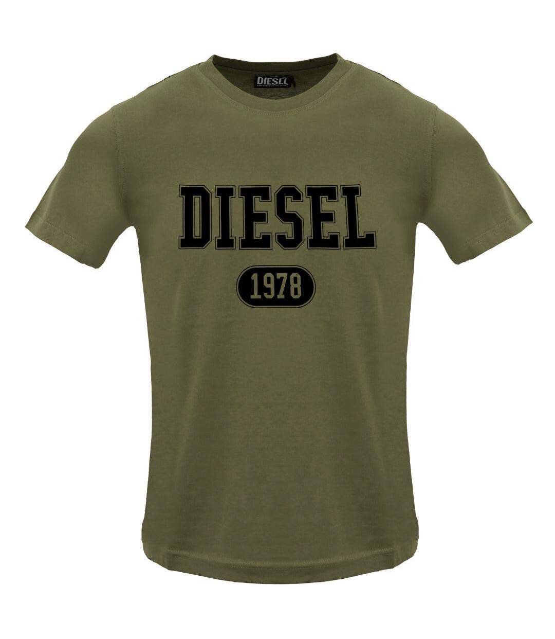 T-shirt Motif/style Universitaire Deep Depths Homme Vert Olive Diesel-1