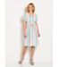 Robe courte boutonnée col V coton rayé-1