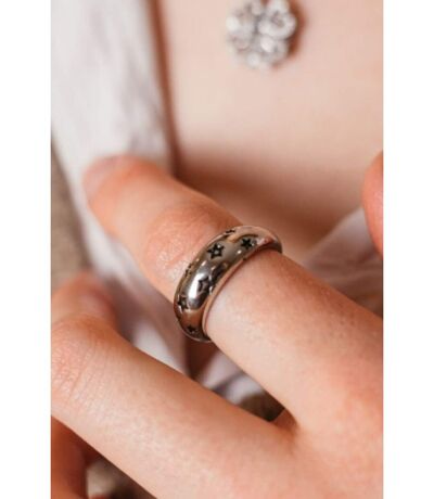 Silver Open Ring Women Lady Punk Vintage Space Star Statement Chunky Ring