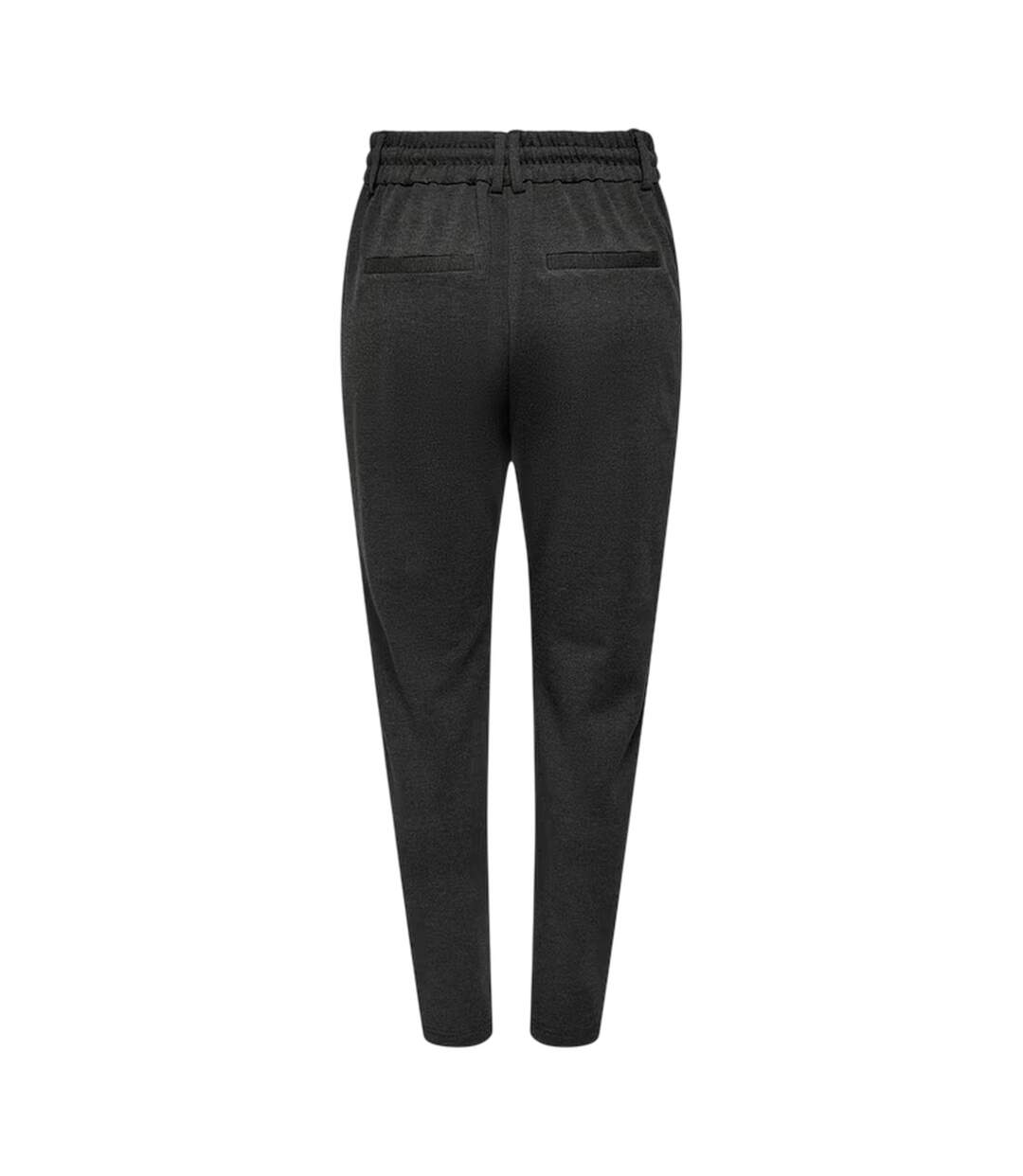 Womens/ladies Plain Slim Trousers Dark Grey Melange Only-3